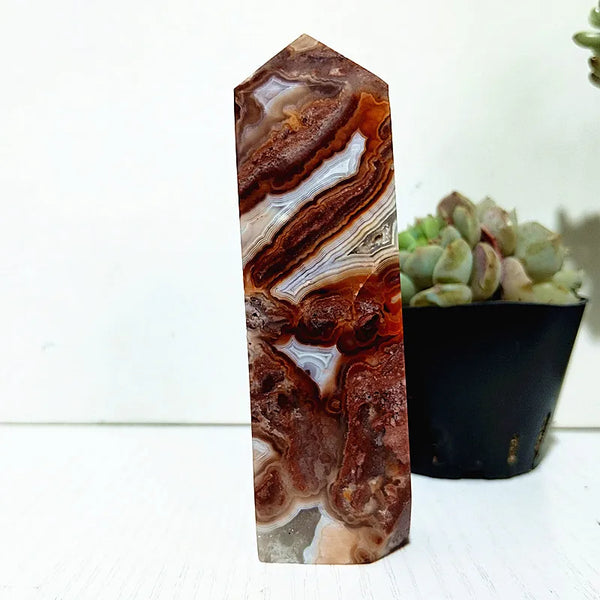 Red Lace Agate Crystal Tower-ToShay.org