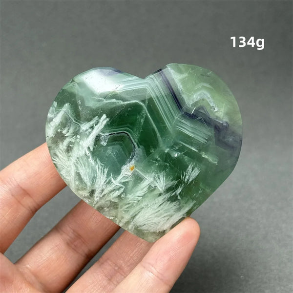 Green Feather Fluorite Heart-ToShay.org