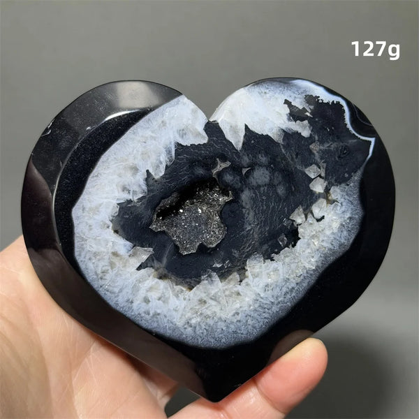 Black Agate Geode Heart-ToShay.org