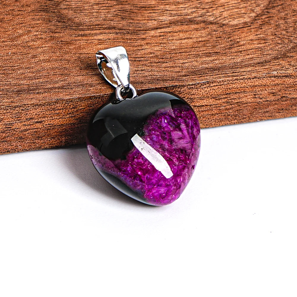 Pink Rose Black Heart Pendants-ToShay.org