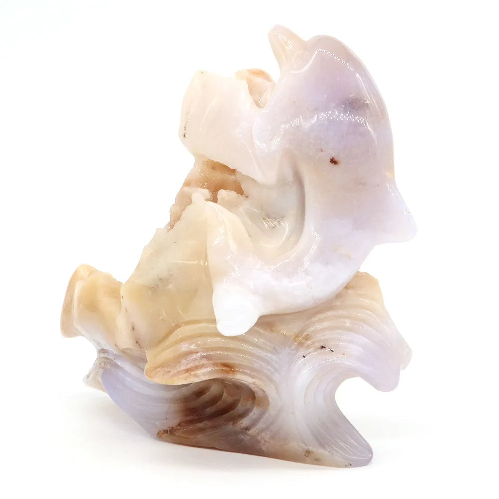 Grey Agate Chalcedony Dolphin-ToShay.org