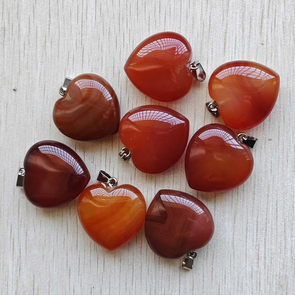 Red Agate Heart Pendants-ToShay.org