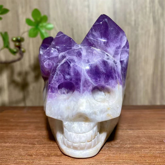 Purple Amethyst Cluster Skull-ToShay.org