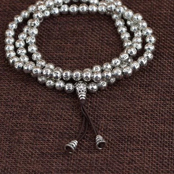 Silver Six Words Mala Beads-ToShay.org