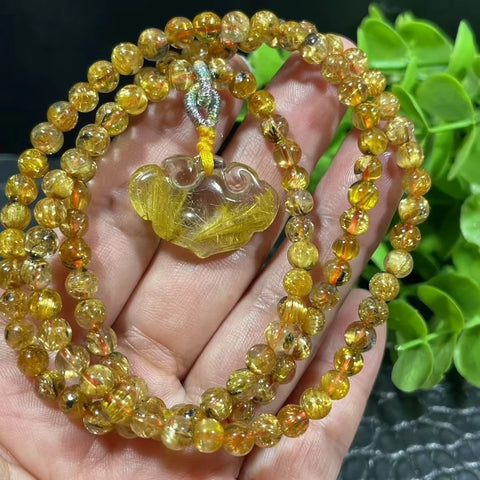 Gold Rutilated Quartz Wrap Bracelet-ToShay.org
