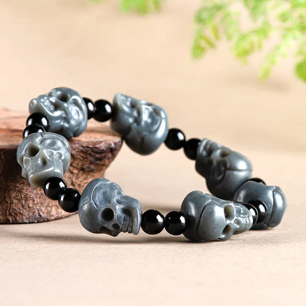 Grey Jade Skull Bracelet-ToShay.org