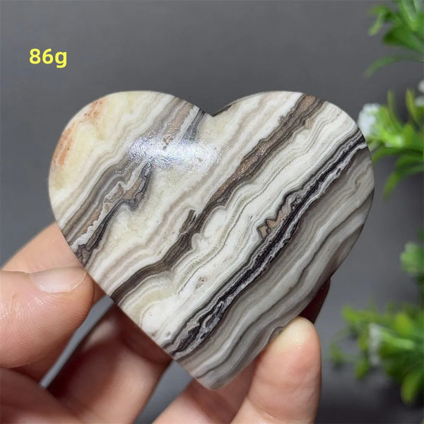 Black Yellow Stripe Calcite Heart-ToShay.org
