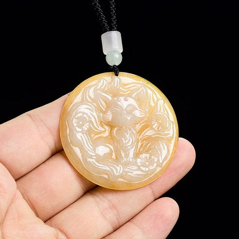 Yellow Jadeite Fox Pendant-ToShay.org