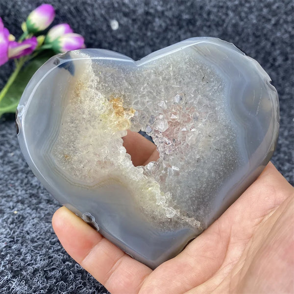 Grey Agate Geode Heart-ToShay.org