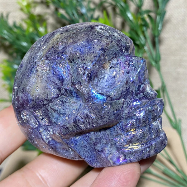 Purple Aura Sphalerite Skull-ToShay.org