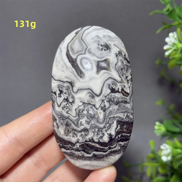 Grey Striped Calcite Palm Stone-ToShay.org