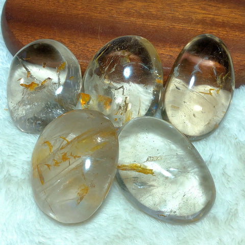 Clear Smokey Quartz Palm Stone-ToShay.org