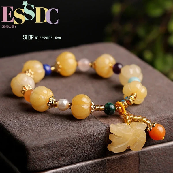 Gold Jade Pumpkin Bead-ToShay.org