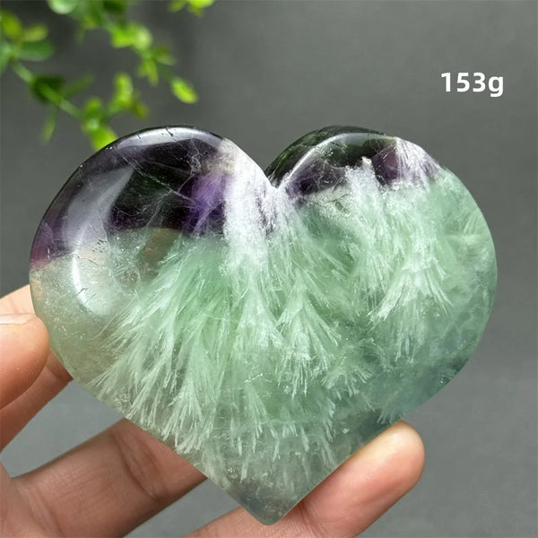 Green Feather Fluorite Heart-ToShay.org