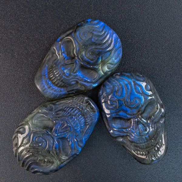 Blue Flash Labradorite Skull-ToShay.org