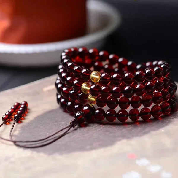 Red Amber Buddha Beads-ToShay.org