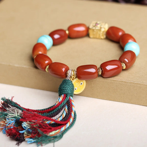 Red Agate Barrel Beads-ToShay.org