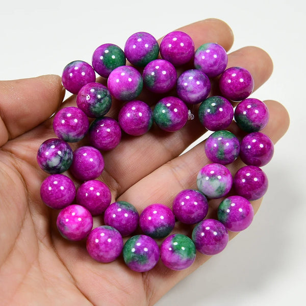 Pink Rose Green Jade Beads-ToShay.org