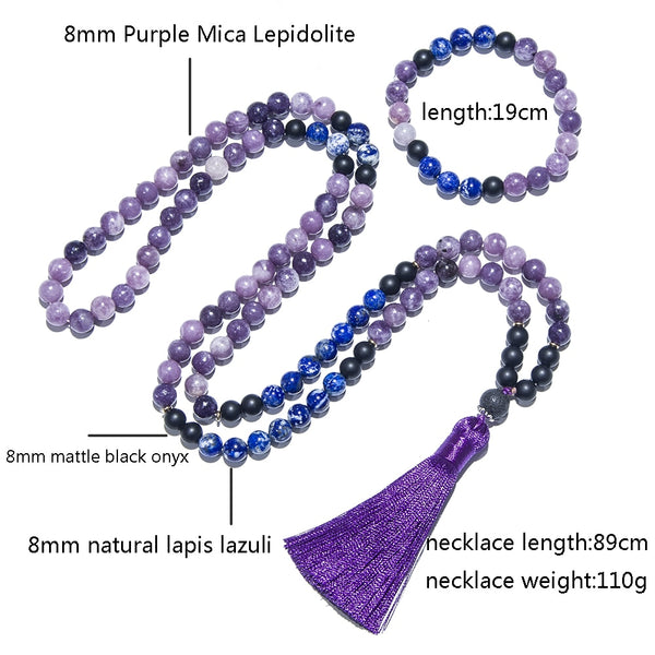 Purple Mica Lepidolite Mala Beads-ToShay.org