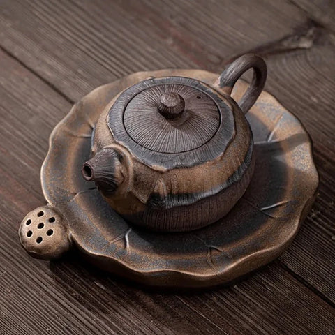 Gilt Iron Glaze Tea Pot-ToShay.org