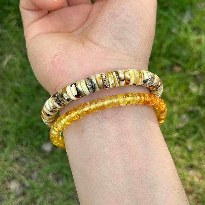 Yellow Amber Bead Bracelets-ToShay.org