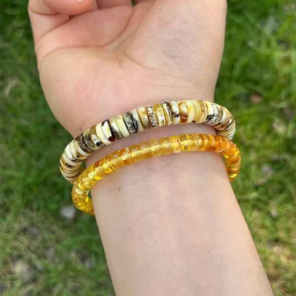 Yellow Amber Bead Bracelets-ToShay.org