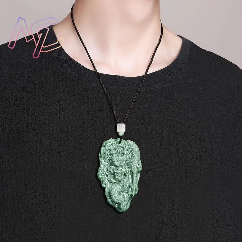 Green Jadeite Dragon Pendant-ToShay.org