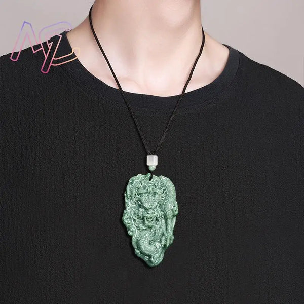 Green Jadeite Dragon Pendant-ToShay.org