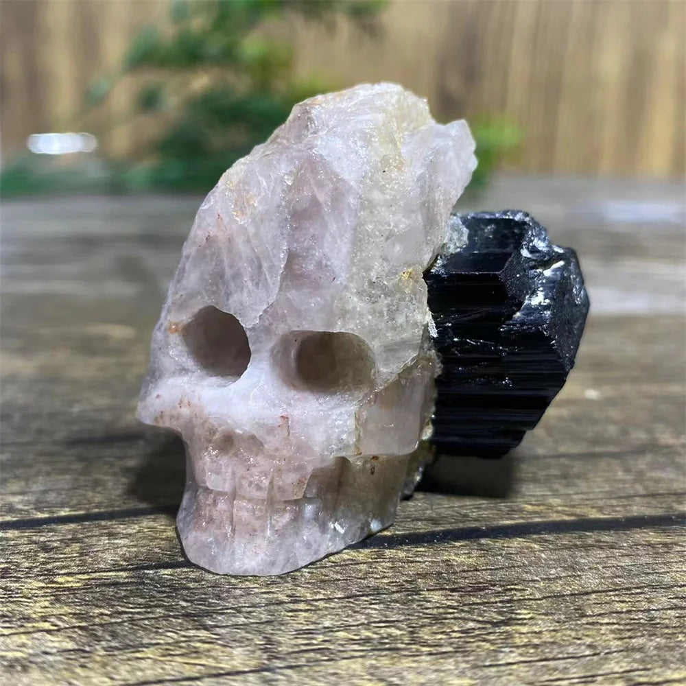 Black Tourmaline Geode Skull-ToShay.org