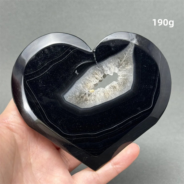 Black Agate Geode Heart-ToShay.org
