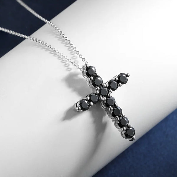 Silver Black Cross Necklace-ToShay.org
