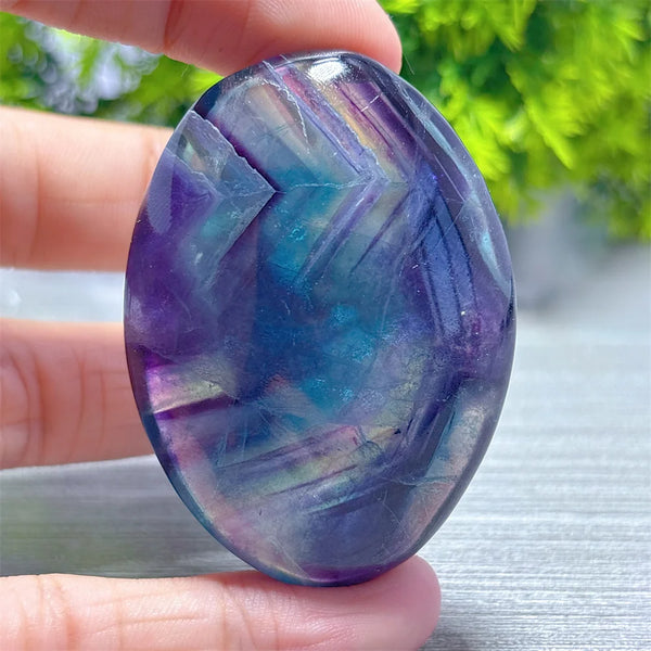 Rainbow Fluorite Palm Stone-ToShay.org