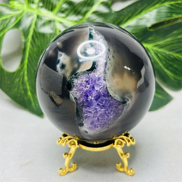 Purple Amethyst Agate Cluster Ball-ToShay.org