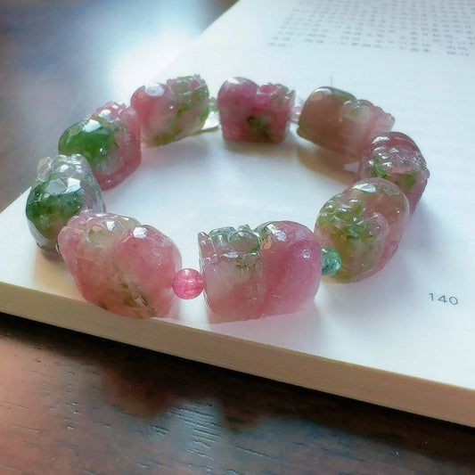 Pink Tourmaline Pi Xiu Bracelet-ToShay.org