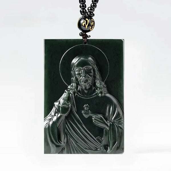 Black Jade Jesus Pendant-ToShay.org