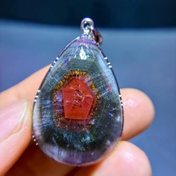 Red Auralite Cacoxenite Pendant-ToShay.org