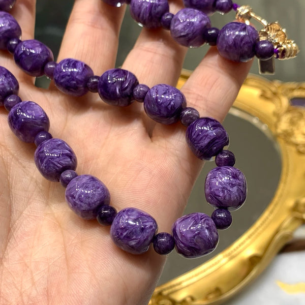 Purple Charoite Barrel Beads-ToShay.org