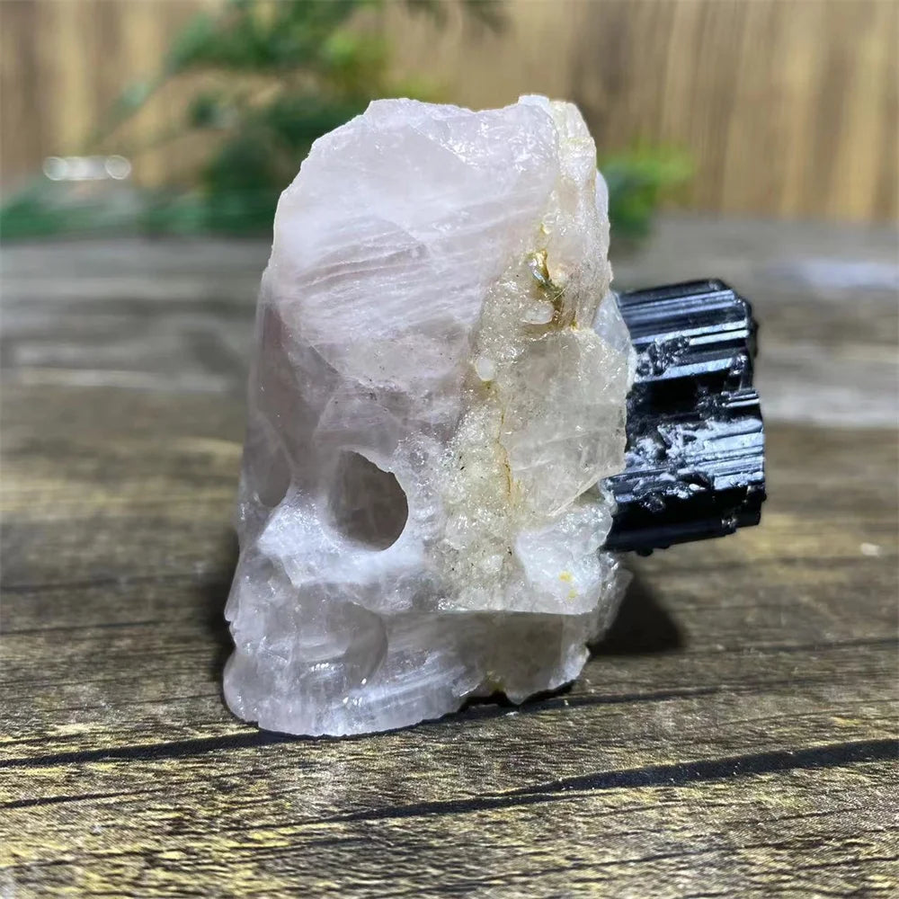 Black Tourmaline Geode Skull-ToShay.org