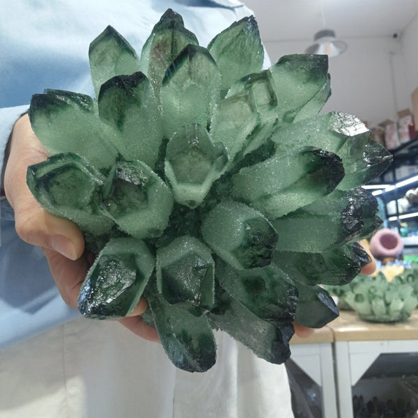 Green Phantom Crystal Cluster-ToShay.org
