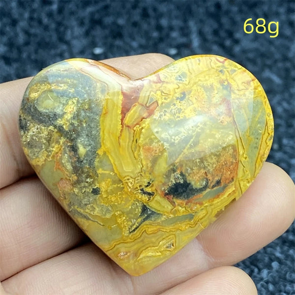 Yellow Crazy Agate Hearts-ToShay.org