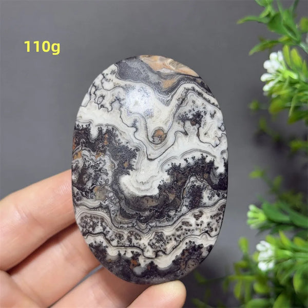 Grey Striped Calcite Palm Stone-ToShay.org