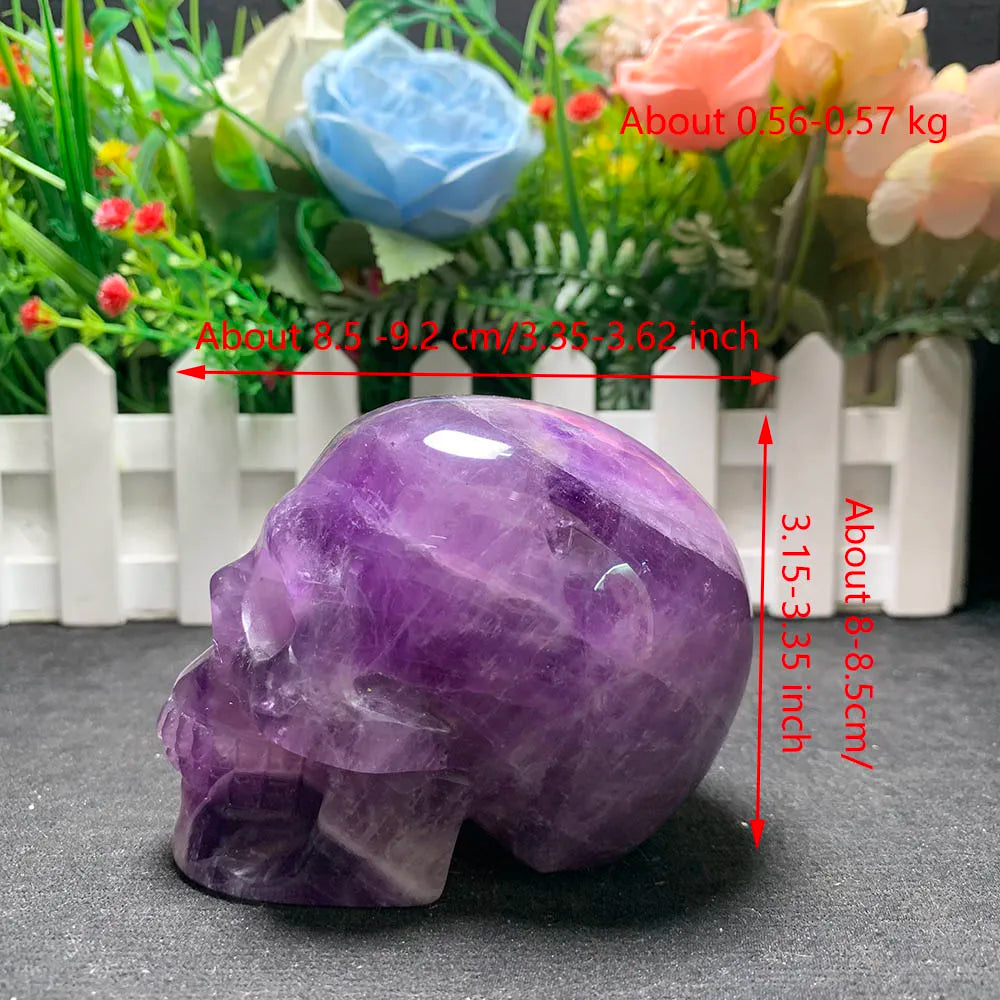 Natural Crystal Amethyst Skull Carved Statue Energy Stone Figurine Powerful Witchcraft Healing Reiki Home Decor Collection Gift-ToShay.org