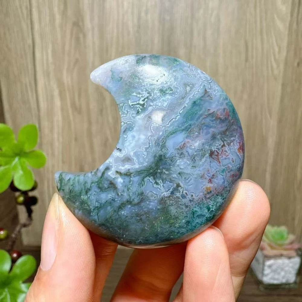 Green Moss Agate Moon-ToShay.org