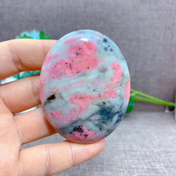 Pink Rhodonite Palm Stones-ToShay.org
