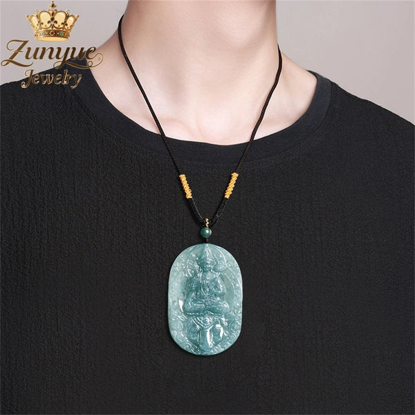 Blue Jadeite Bodhisattva Pendant-ToShay.org