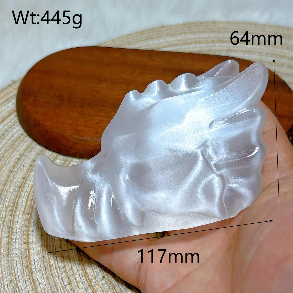 White Selenite Dragon Head-ToShay.org
