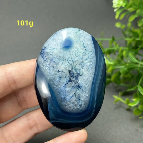 Blue Agate Palm Stone-ToShay.org