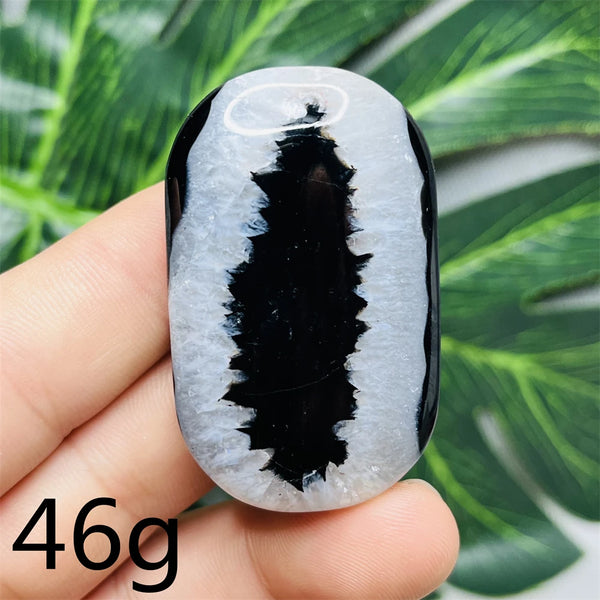 Black White Agate Palm Stone-ToShay.org