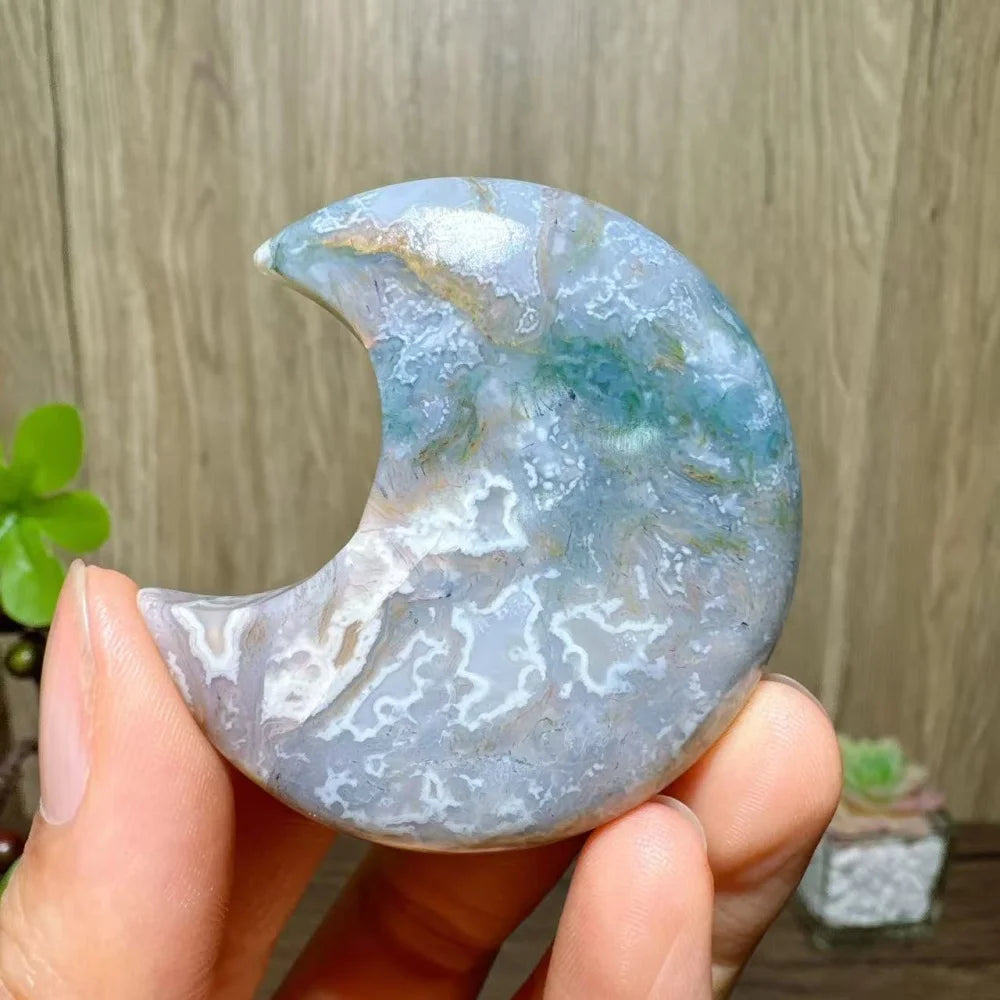 Green Moss Agate Moon-ToShay.org
