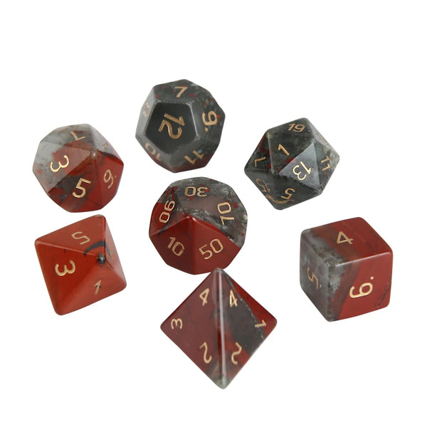 Green Bloodstone Platonic Solid Dice-ToShay.org